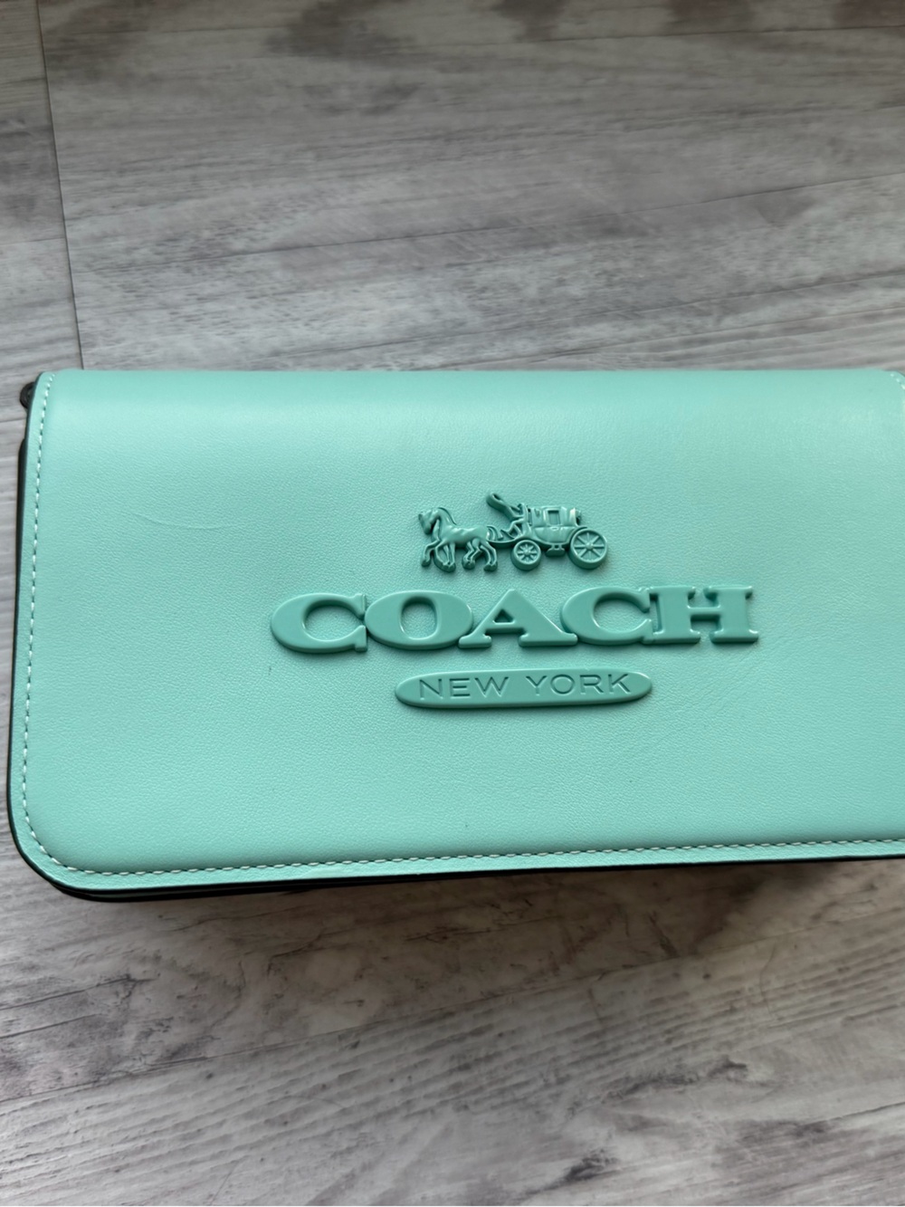 COACH Mint Teal Zip Around Wallet